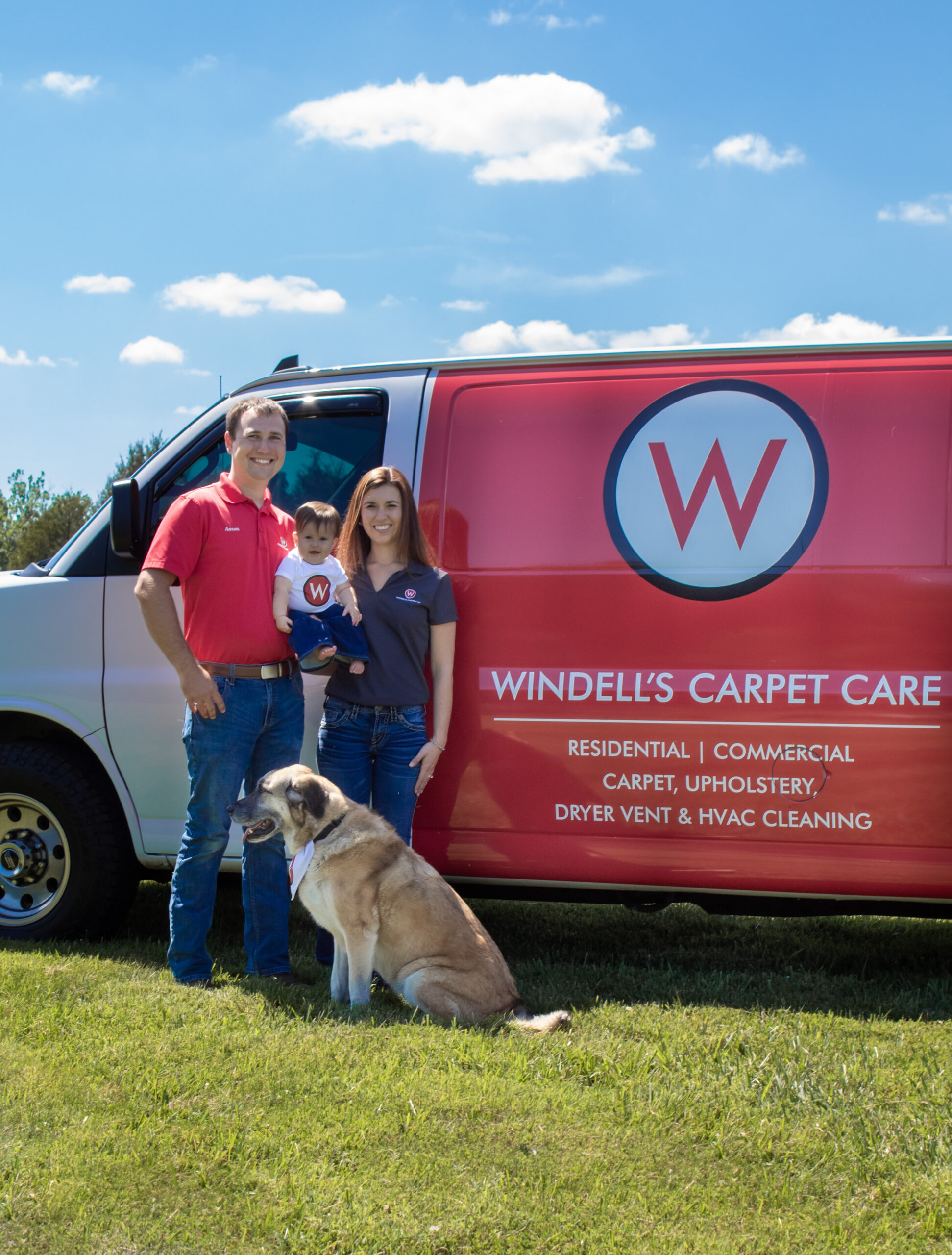 best carpet cleaning The Windell's Carpet Care Truck with the Windell's family in front.